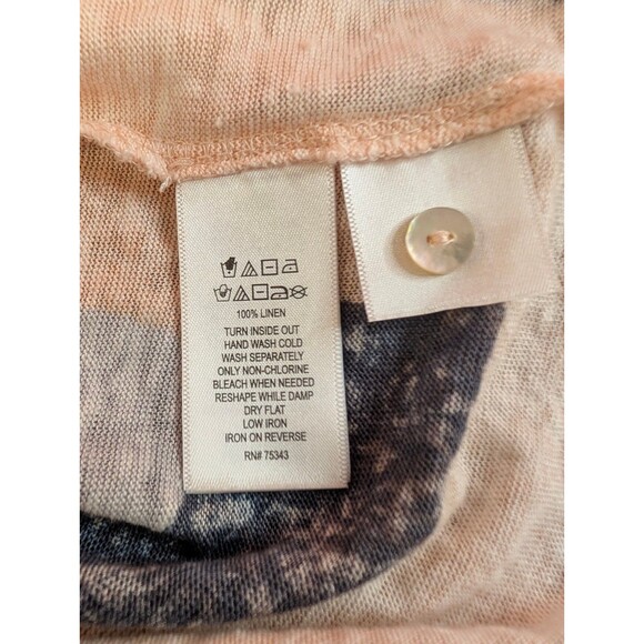 Women's Rachel Zoe 100% Linen Abstract Print Cap Sleeve Top Multicolor Large - Picture 6 of 6